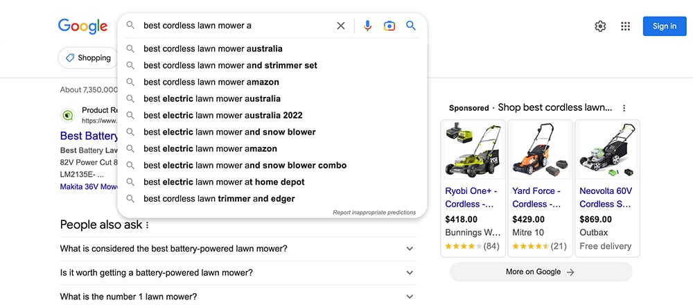 Google's auto-suggest
